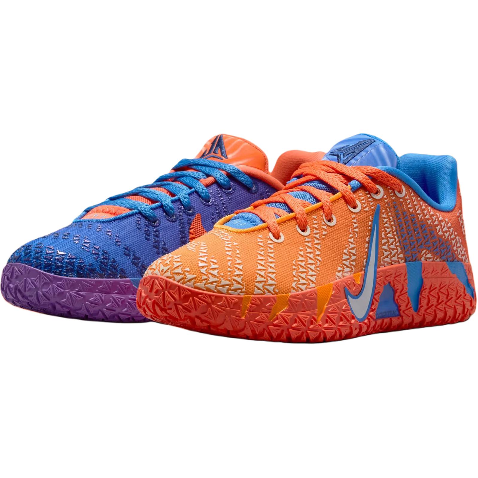 Кроссовки Nike Ja 3 GS Zero Gravity для детей, мультиколор, сине-кристаллический металлик-серебристый-травяной-оранжевый-темно-синий-солнечные часы-ярко-фиолетовый, IO9418-400 38.5