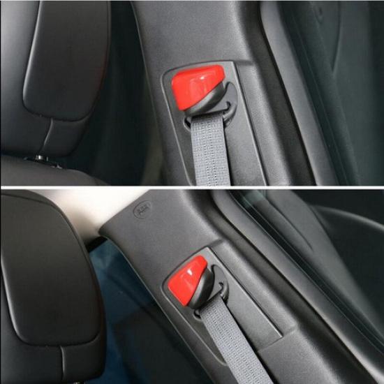Seat Belt Buckle Adjust Frame Trim 4PCS For Jeep Cherokee 2014- Bright Red