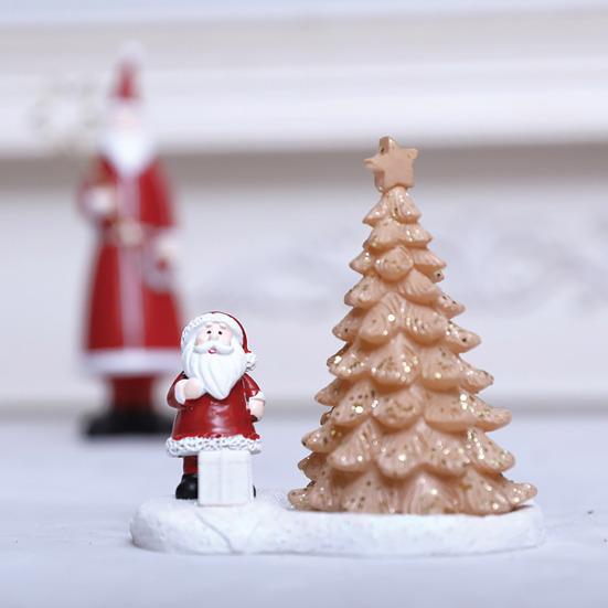 Christmas Night Light Mini Christmas Tree Nightlight with Santa Claus Figurine Holiday LED Table Lamp for Desktop Windowsill Bookshelf Home Decor