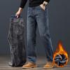 Winterfleece Warme Herrenjeans Klassisch Locker Gerade Plüsch-Denimhose Verdickt Mode Stretch Lässig Thermohose 42 44