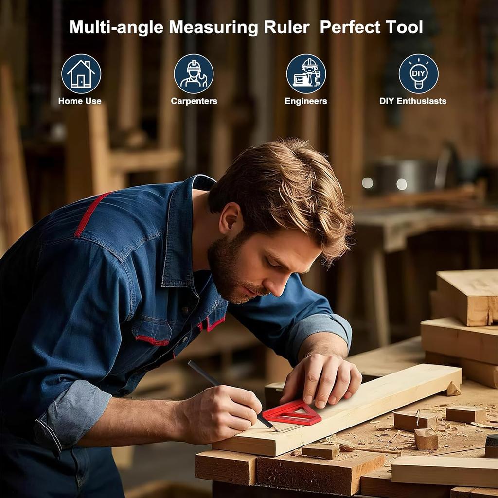 Metric Woodworking Square Protractor 3D 45/90 Degree Layout Aluminum Alloy Miter Measuring Triangle Ruler Carpenter Toolsolss