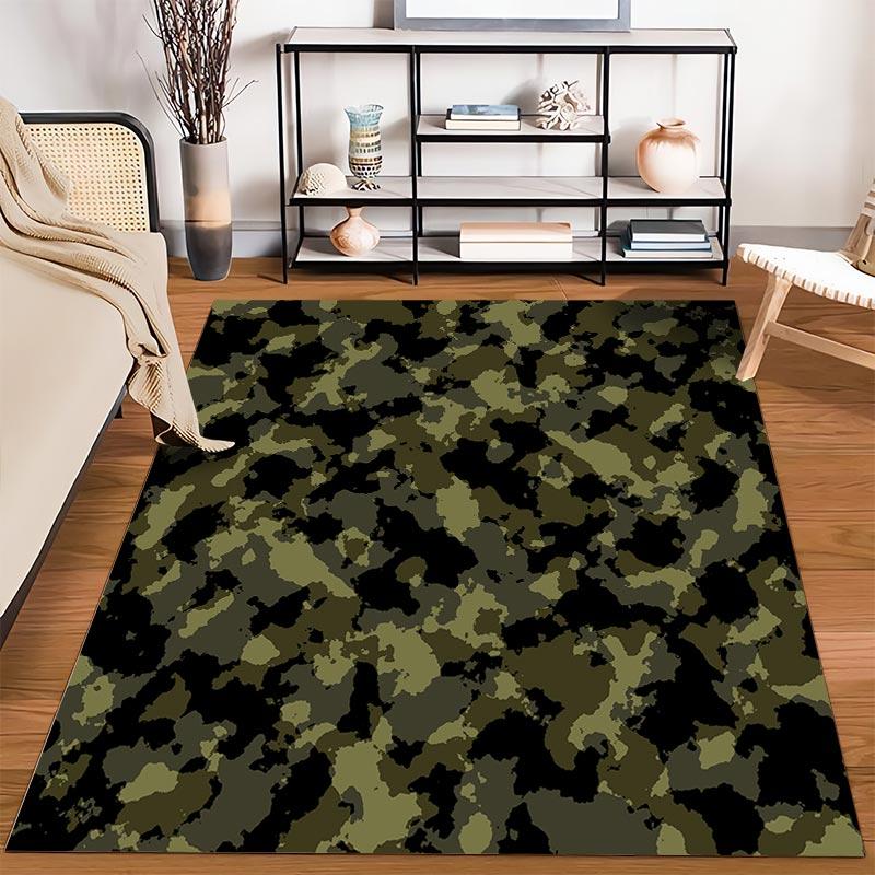 Armee Militär Camouflage Muster Teppich in Grün- und Schwarztönen 1 Teppich für Dekoration Geeignet für die Verwendung als rutschhemmend 1 für 1 Zimmer und Schlafzimmer Sofas