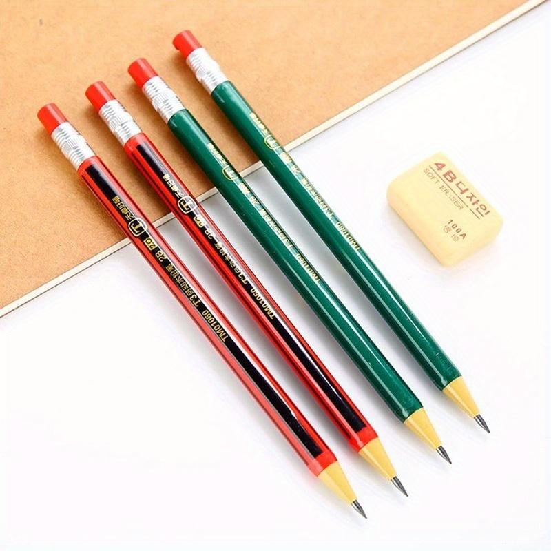 Lot de 3 crayons mécaniques aléatoires de 2,0 mm, crayons automatiques pour dessin et écriture, 2B, crayons push, fournitures scolaires, papeterie