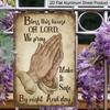 2D Flat, 1pc "Bless This House Oh Lord" Praying Hands Metal Aluminum Sign, Retro Christian Wall Decor, Indoor/Outdoor Decor, Yard Decor, Porch Decor