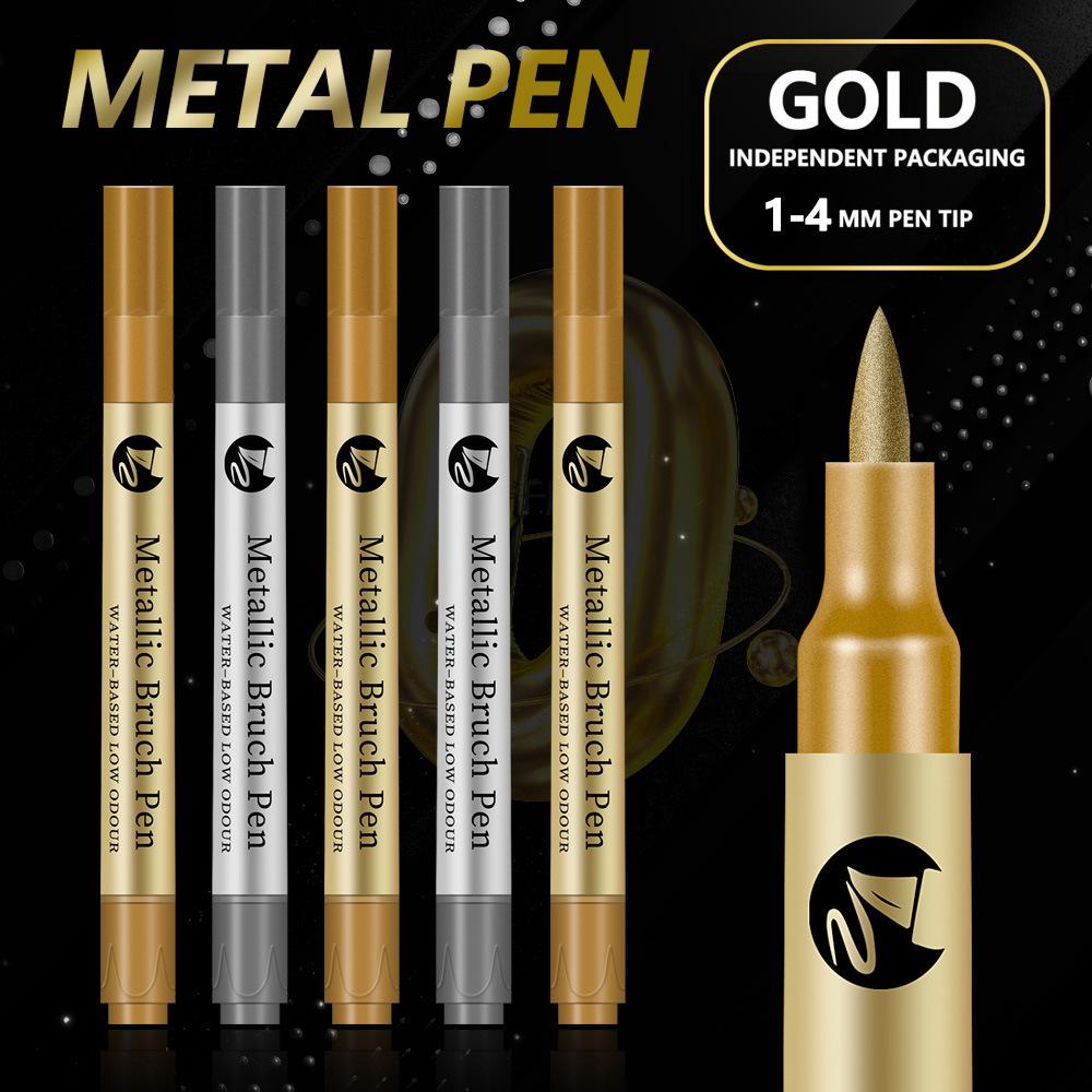 Soft Tip Metal Highlighter Pen for Greeting Cards & Signatures, Water-Based Paint Pen