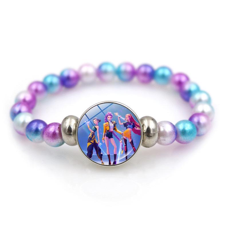 K-Pop Demon Hunters Bracelets Girls Fashion Beaded Wristband Cute Cartoon Figure Jewelry Accessories Children Christmas Gift Toys