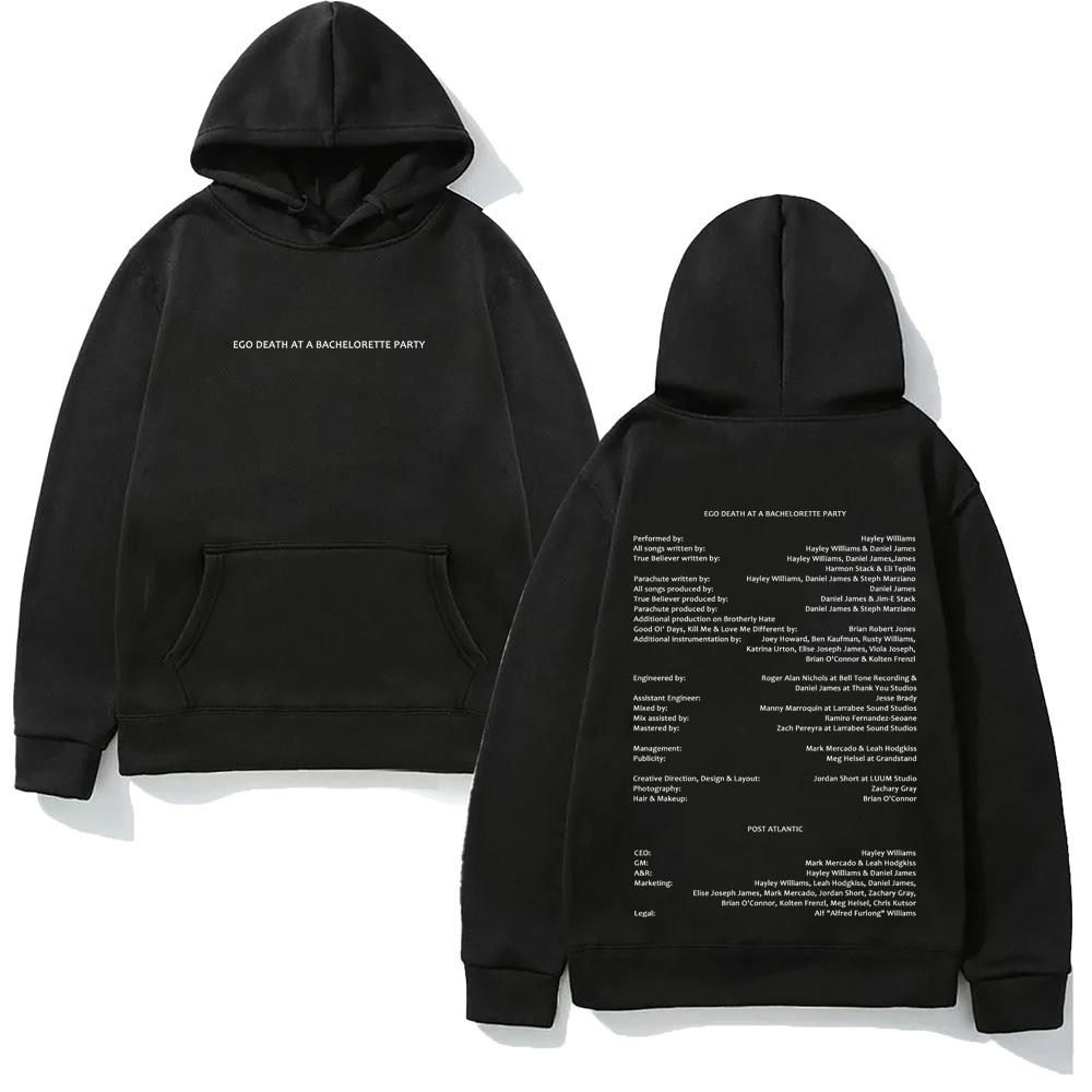 Hayley Williams NEW HOODIE 2026 Winter EGO DEATH AT A BACHELORETTE PARTY Graphic Printing Hoody Comfortable XS чёрный