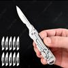 Stainless Steel Mini Pocket Knife Floral Pattern Handle Open Scalpel Knife Replaceable Blades Multifunctional Kitchen Knives