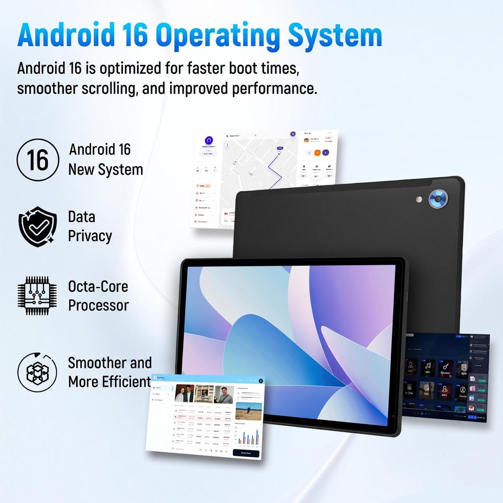 Tablet Android 16, 30 GB + 128 GB, osmijádrový, 10,1 palce, procesor A537, rozšiřitelné úložiště 1 TB
