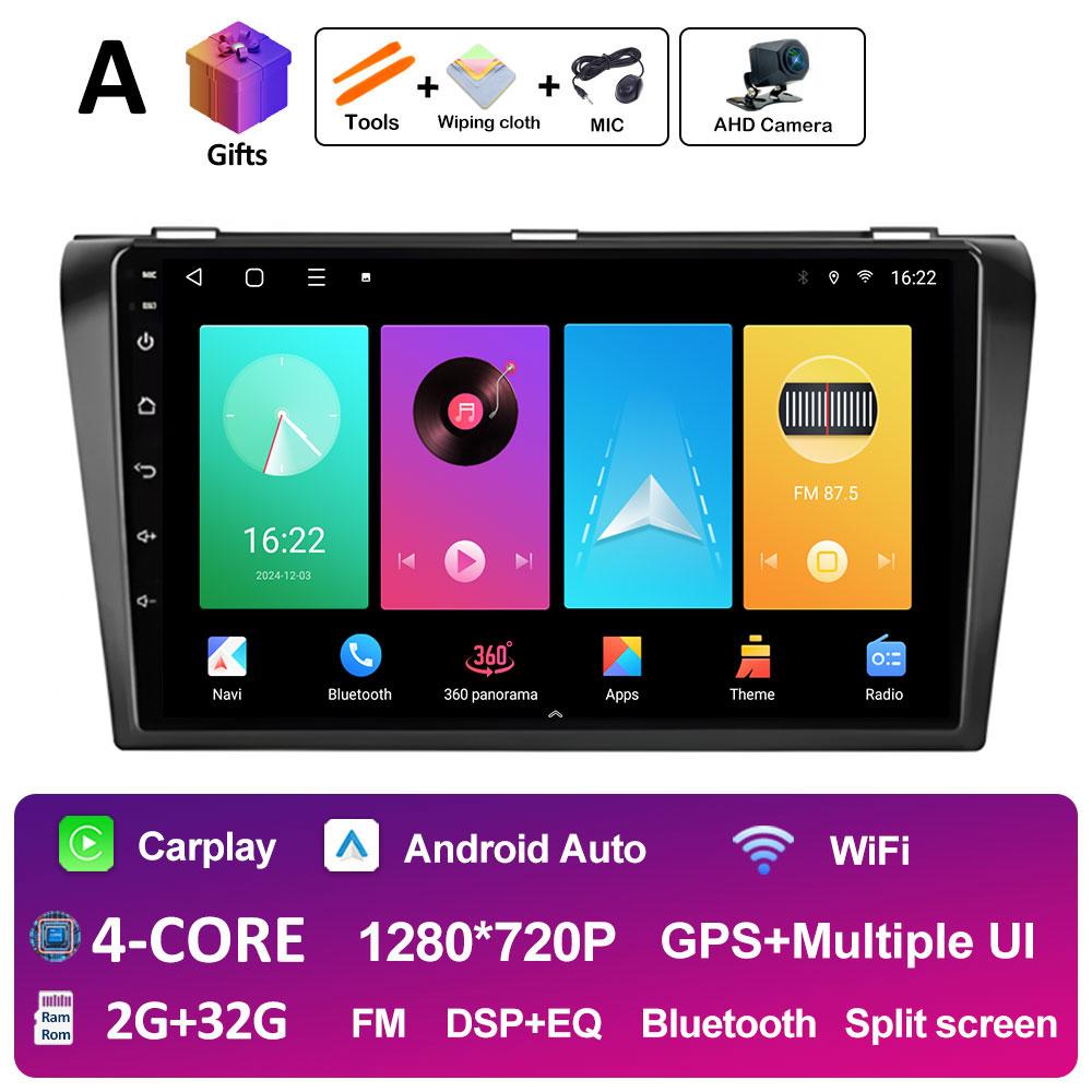 Pentru Mazda 3 2004 2005 2006 2007 2008 2009 Sistem inteligent Android Navigație GPS Wireless Carplay Bluetooth QLED Ecran IPS
