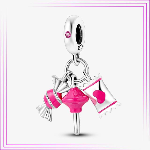 925 Sterling Sølv Hjerte Blomst Luftballong Flamingo Rosa Sjarm Plata De Ley Bil Katt Perle DIY For Originalt Armbånd Smykker