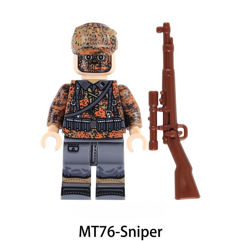 Soldats de l'Armée de la Seconde Guerre Mondiale Blocs de Construction Camouflage Automne Chêne Militaire Officier Sergent Tireur d'élite Chapeau de Champ d'Infanterie Briques Jouets