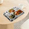 BESTOYARD Stainless Steel Lunch Plate, Divided Plate, Food Tray, Stylish Divided Plate, 5 Compartments (with Lid), Perfect for Camping and BBQ