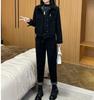Women's Plus Velvet Corduroy Suit - Autumn/Winter Fashionable Plus Size Loose-Fit Coffee Two-Piece Set