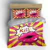 Pop Art Style Romantic Gift Set  Kid'S And Adults' Bedroom Decor, Exquisite Three-Piece Bedding Set Gift