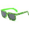 Trendy Small Sunglasses Mosaic Pixel Glasses Novelty Gift 709 (Lenses Color: Green, Size: One Size)