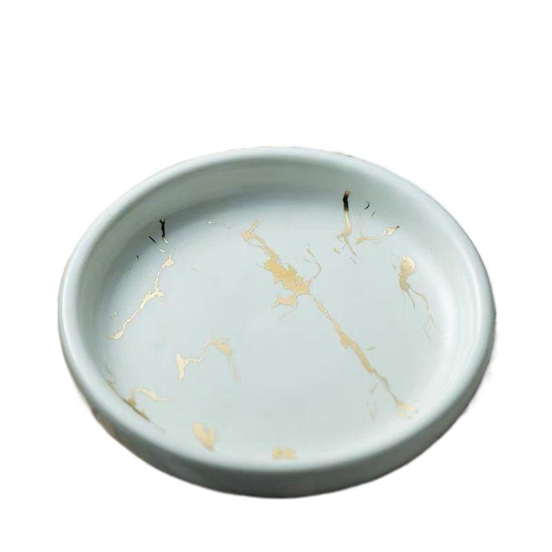 Creative Gilded Marbled Ceramic Soap Dish Toilet Storage Tray Luxury Round Ceramic Soap Dish Bathroom Accessories Sponge Holder