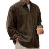 Chemise Casual Lâche Uni en Velours Côtelé Homme Style Européen et Américain à Revers