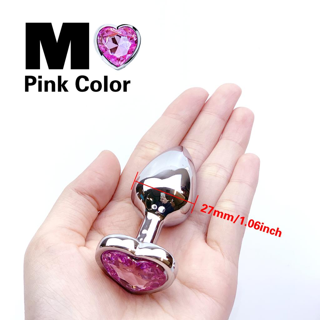 Anal Plug in Metallo Cuore di Cristallo Principiante Esperto 5 Misure Butt Plug Giocattolo per Adulti Coda Dildo Femminile/Maschile Giocattoli Sessuali Coppie Adulti Gioco