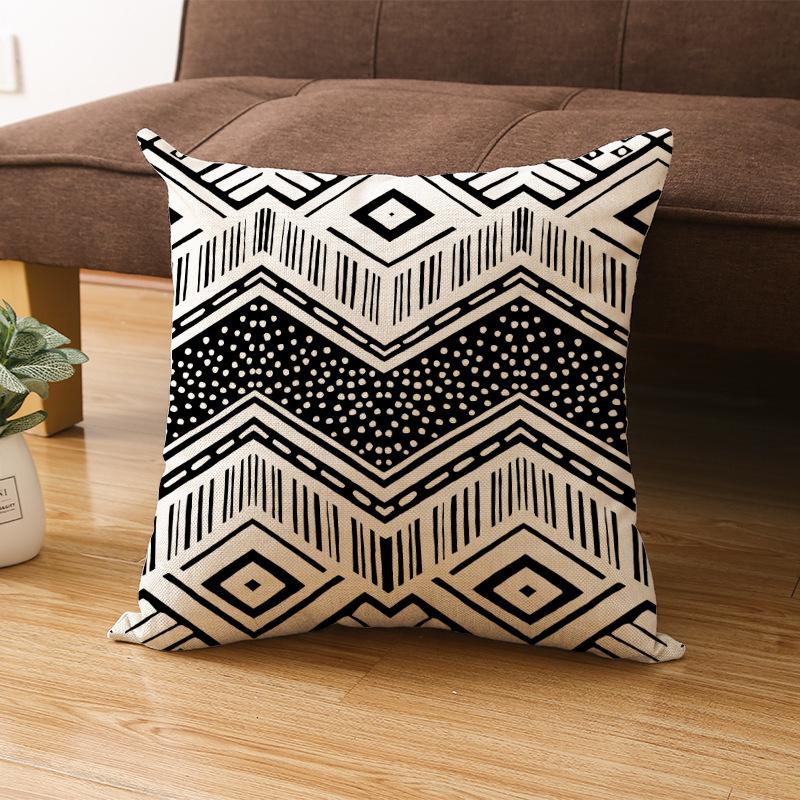 Black and White Nordic Simple Geometric Linen Pillowcase Modern Style Pillowcase Car Cushion Home
