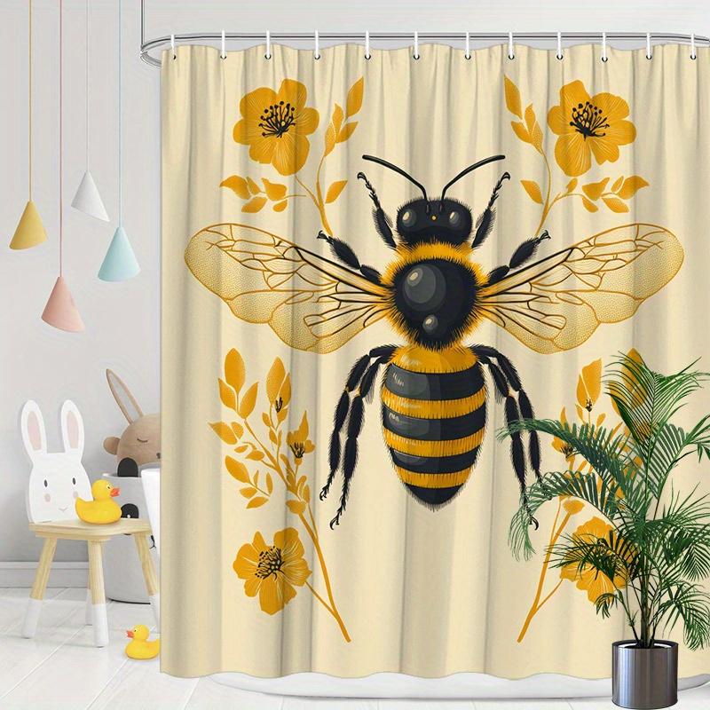 Golden Bee and Sunflowers Shower Curtain - Water-Resistant, Easy To Clean, Adds a Natural and Vibrant Touch To Your Bathroom