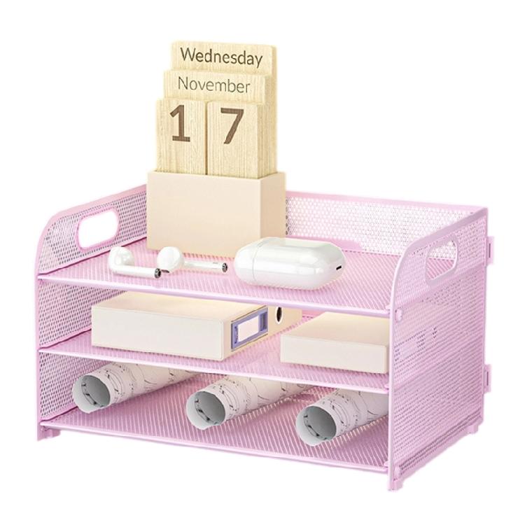 3-ярусный настольный органайзер лоток для писем держатели для файлов папки-накопители органайзер для бумаги настольные аксессуары стойка-сортировщик для блокнотов розовый 2340₽