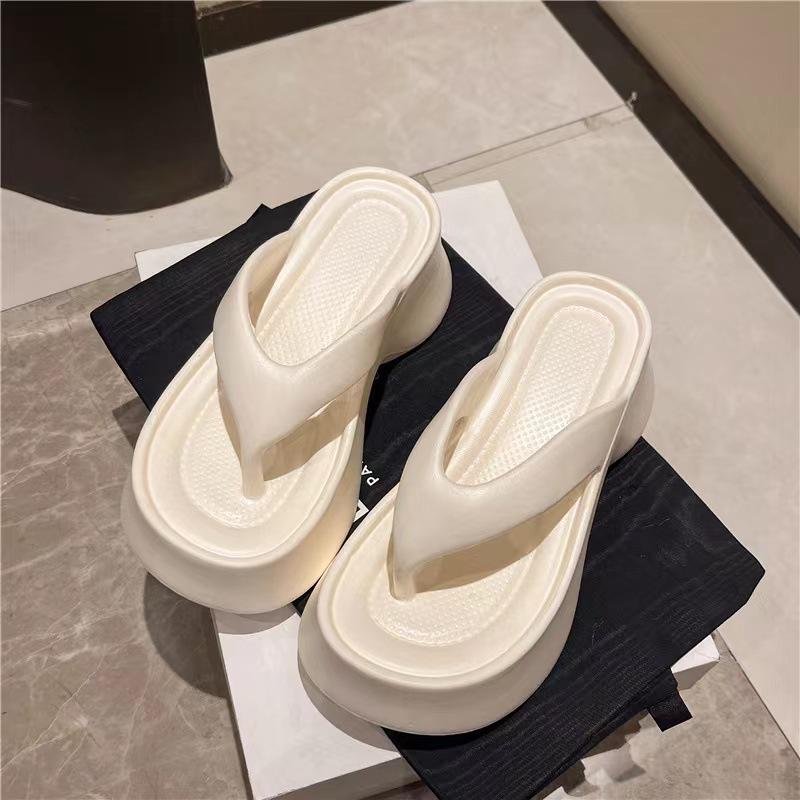 Women Fashion EVA Platform Slippers Solid Color Clip Toe Wedge Sandals Woman 2025 Summer Thick Sole Anti Slip Beach Flip Flops
