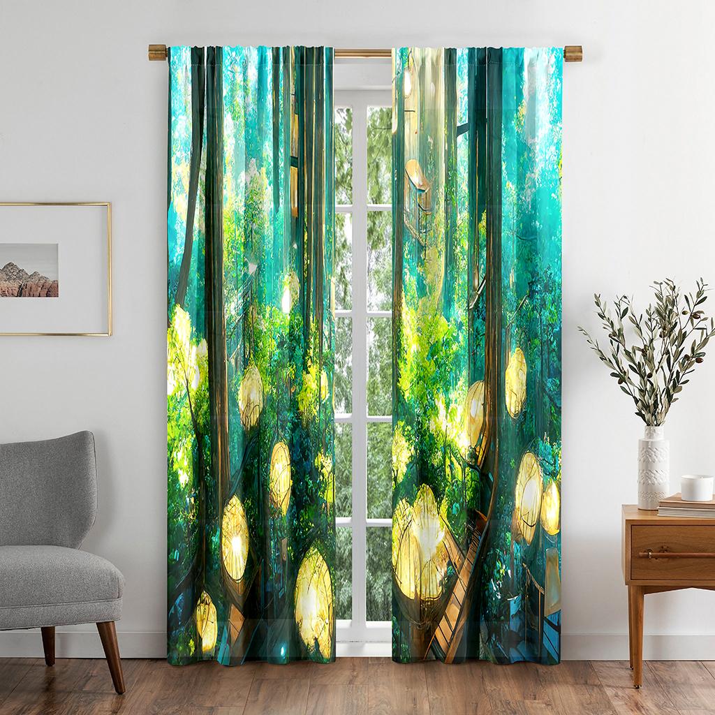 Natura Las Kolorowe Dresmy Widok SkyBlackout Zasłona Okienna do Salonu Sypialni Łazienki Kuchni Drzwi Szafki Dekor Haczyki