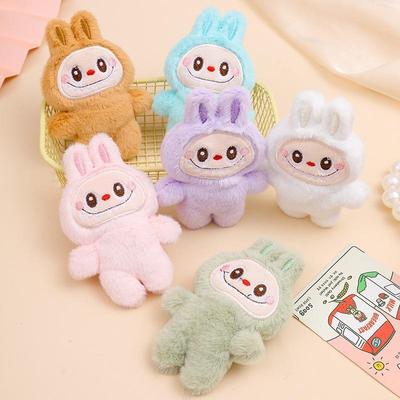6 STÜCKE Neue Cartoon Labubu Plüschpuppenanhänger Kawaii Schlüsselanhänger Studenten Schultaschenanhänger Puppe Mädchen Junge Geschenk Spielzeug