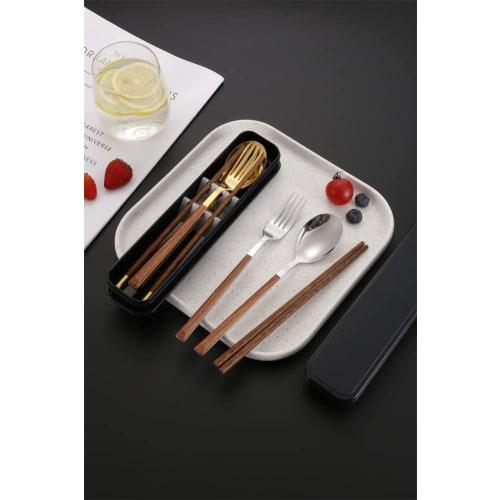 Stainless Steel Cutlery Set, Nordic Style, Bento Box Cutlery Set, Japanese Style Dinnerware Set, Portable Tableware Set with 4 Steak Knives, Perfect F