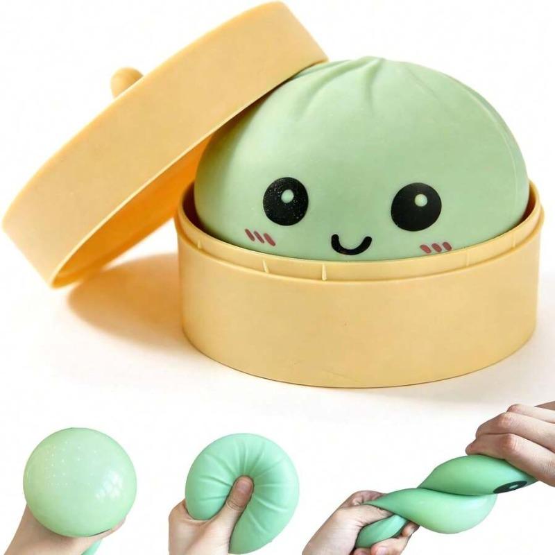 Topmix Viral Big Bun Squishy Pinch, Handmade Dumpling Stress Balls With Steamer Case