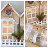 Vintage Luminous Foldable Snow View Wooden House Christmas Tree Fence Christmas Decoration Ornament