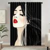 Set Of 2 Hair Salon Pole Bag Curtains Bedroom Kitchen Decoration Home Living Room Curtain Polyester Perfect For Area