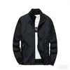 Lightweight Stand Collar Windbreaker Jacket for Men with Zipper Closure and Elastic Cuffs Casual Outerwear for Spring Fall