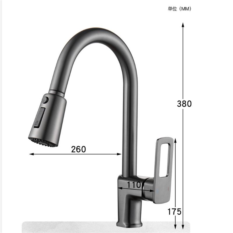 Pull Out Kitchen Faucets Gun Grey Single Handl Black Kitchen Faucet Sink Tap Single Hole Rotating Water Mixer Tap Mixer Tap