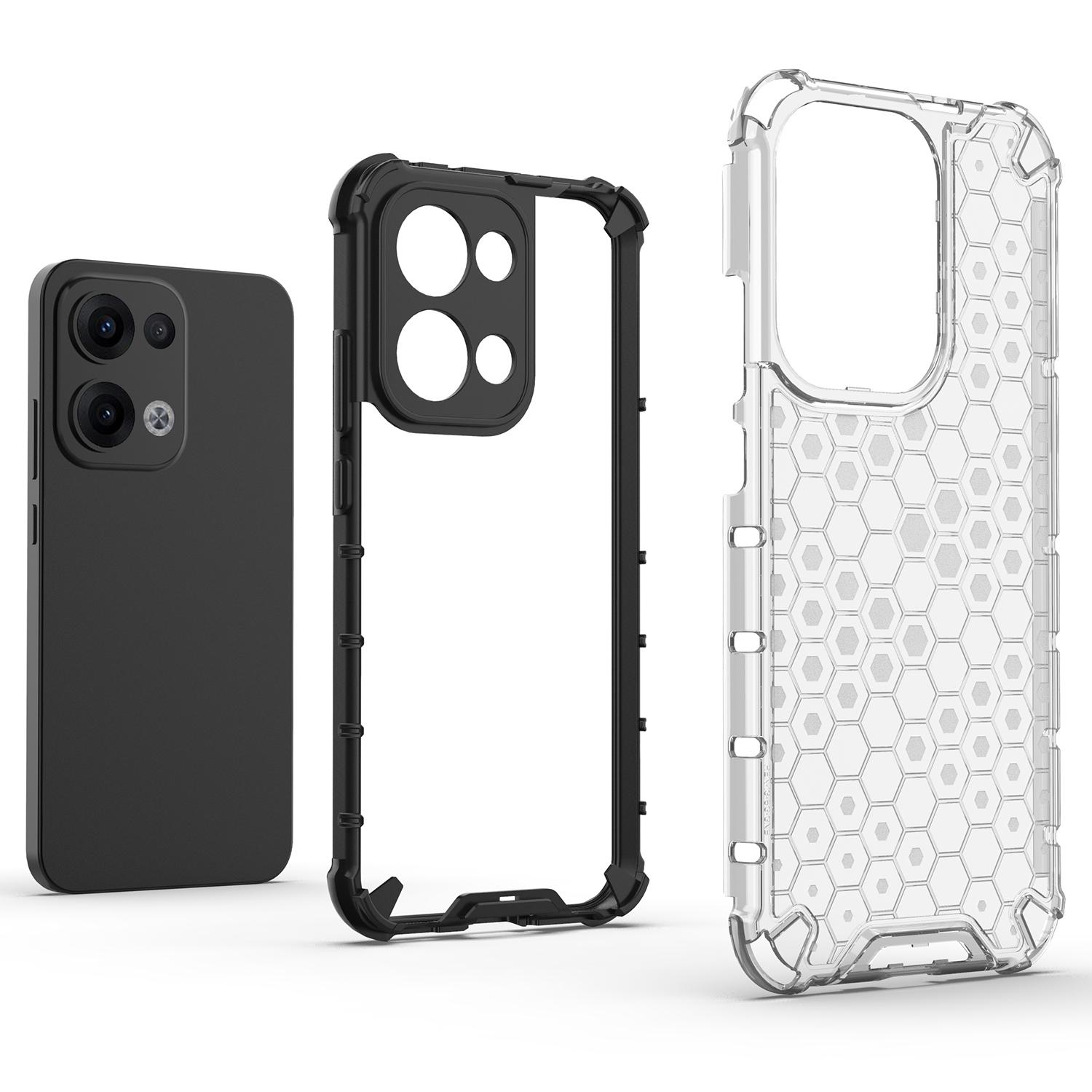 

For Oppo Reno13 Pro 5G Case PC+TPU Phone Cover Honeycomb Shape Blue