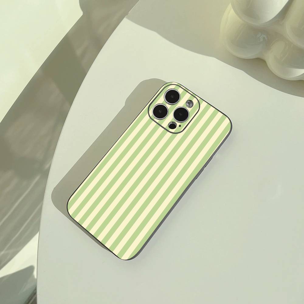 Simple Color Stripes Phone Case For iPhone 17,16,15,14,13,12,11 Pro Max,16Plus,XS Soft Black Cover