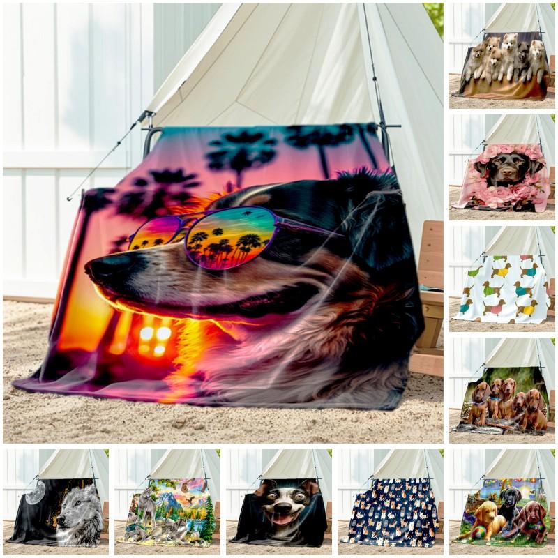 1pc dog pattern blanket, all season lightweight home office outdoor nap multifunctional blanket