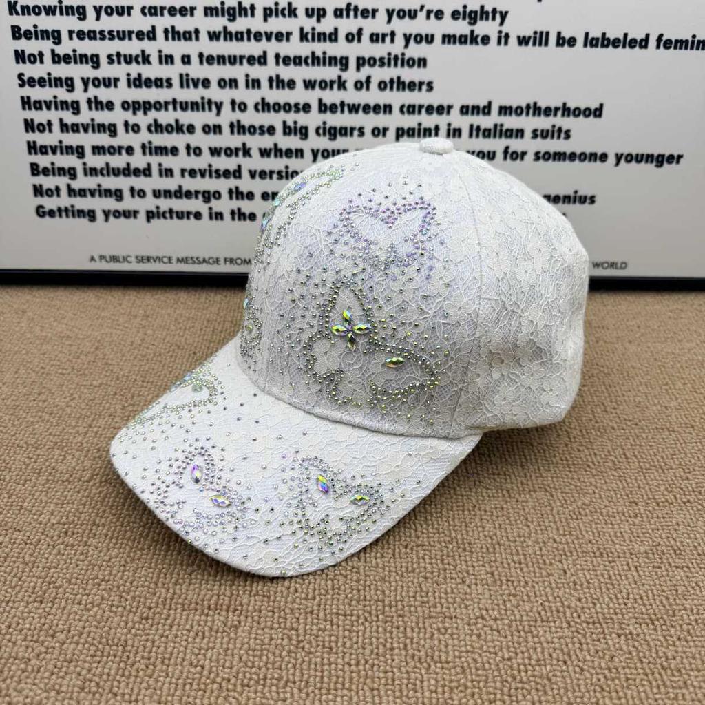 Popular hot diamond four-leaf clover baseball cap female lace breathable versatile student party sunshade show face small cap