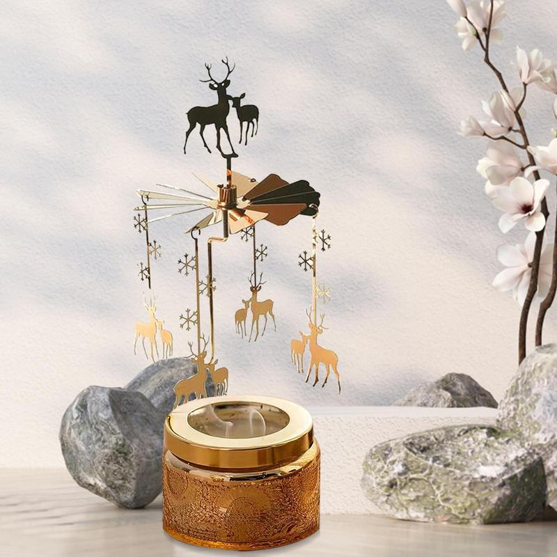 Rotating Aromatherapy Candle Holder Metal Rotating Candle Holder Dinner Atmosphere Tabletop Rotating Decoration