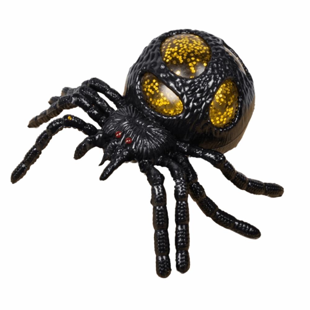 Novelty Black Spider Spoof Squeeze Toy Gold Glitter Filled Halloween Spider Squishy  Holiday Party