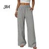 Breathable Loose Trousers Women Striped Wide Leg Pants, Summer Elastic Waist Casual Trousers, Fit Palazzo Pants with Pockets Soft Lounge