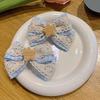 Girl Hairpin Hollow Lace Double-Layer Design Blue Plaid Wooden Star Decoration Hair Clip College Style Hair Accessory