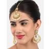 Gold Tone Kundan & Pearls Traditional Earring & Maangtikka Set For Women