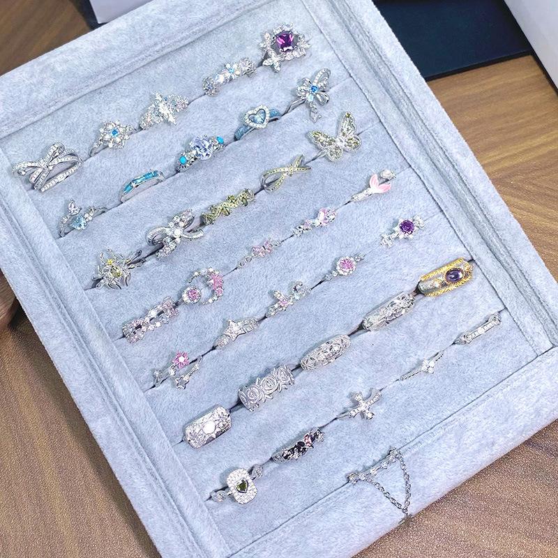 Light Luxury Full Diamond Inlaid Zircon Super Flash High-End Open Ring Niche Exquisite Elegant Personalized Ring