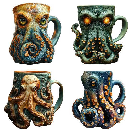 Cthulhu-Inspired Octopus Beer Mug Medieval Pirate Viking Tankard 3D Dragon Collector Cup for Bar Home Decor Unique