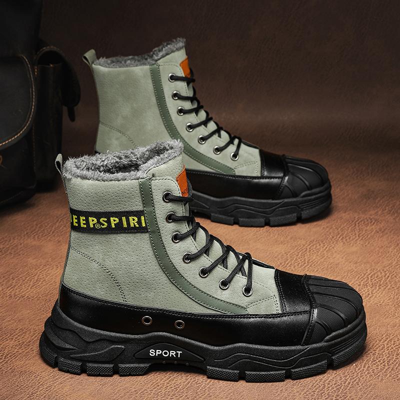 

Зимние ботинки для мужчин на шнуровке Комфортные мужские повседневные кроссовки Обувь Осенняя обувь для активного отдыха Бренды 2024 с мехом Ботильоны Обувь 10 зелёный