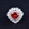 Imitation Natural Pomegranate Red Necklace, Princess Diana Love-Shaped Micro-Inlaid Ring Stud Earrings Pendant Set