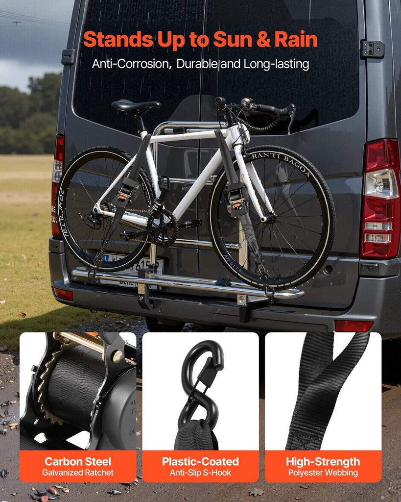 Retractable Ratchet Straps, 50.8 mm x 3 m, Tie Down Straps with S Hooks, 1375 kg Break Strength, 2 Soft Loops, Tie Down Ratcheting for Moving,