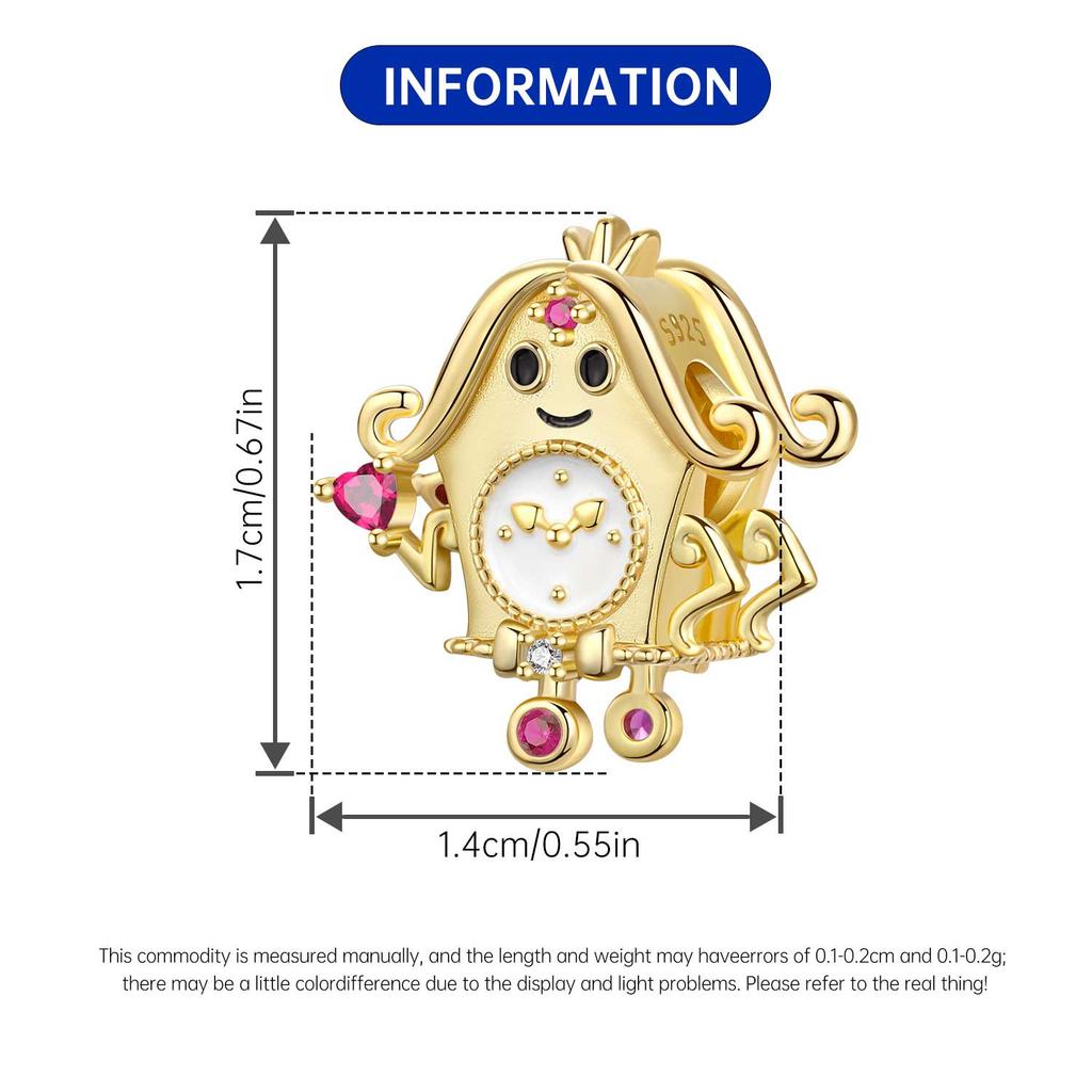 Copper Original Charms Golden Clock Queen Halloween Rose Red Heart Zircon Beads Fit Bracelet Diy Gift Women Jewelry Making